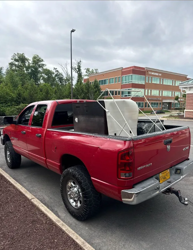 Office furniture and cabinets loaded up at a Northern Virginia commercial property